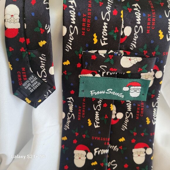 Variety Lot of 3 Men's Silk Neck Ties, from 3” To 4” Wide 1 Santa - Picture 9 of 10